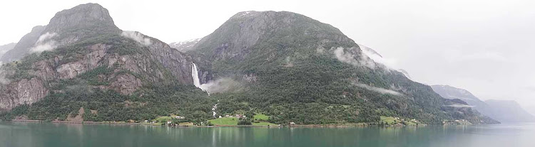 A waterfall on a Norwegian fjord.