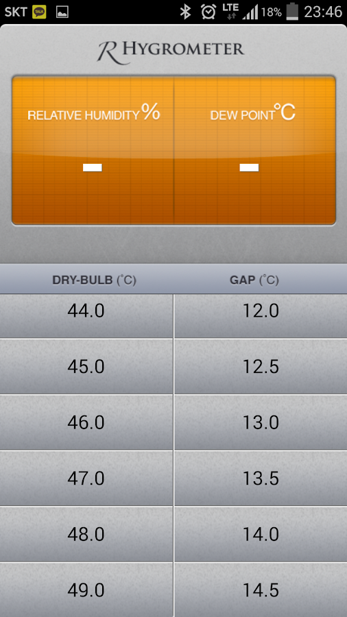 Relative Hygrometer Screen 3