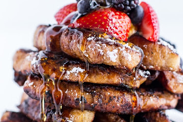 Coffee Caramelized Croissant French Toast Sticks.