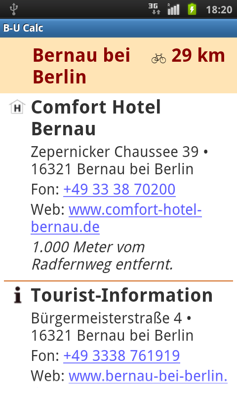 Berlin-Usedom Velo Calculator Screen 3