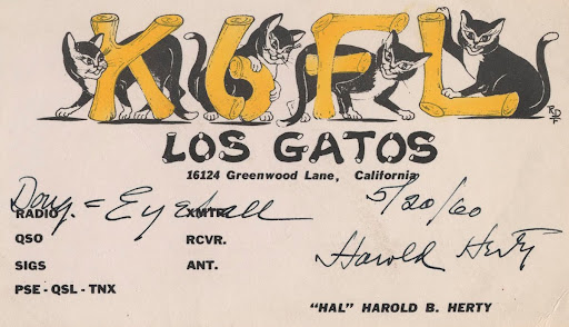 QSL card from K6FL, Los Gatos, 1960