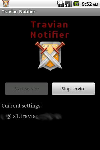 TravianNotifier Screen 1