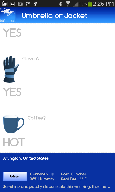 Umbrella or Jacket? Screen 2