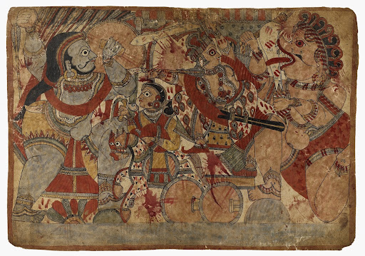 Fight with Ghatotkacha, Scene From the Story of Babhruvahana, Folio from a Mahabharata ([War of the] Great Bharatas)
