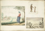 Boerenvrouw, jongens met appels en een heuvelachtig landschap