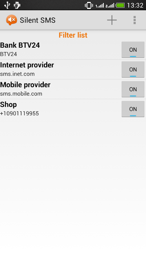 Android application Silent SMS screenshort