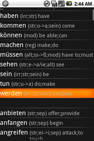 Android application German Verbs Pro screenshort