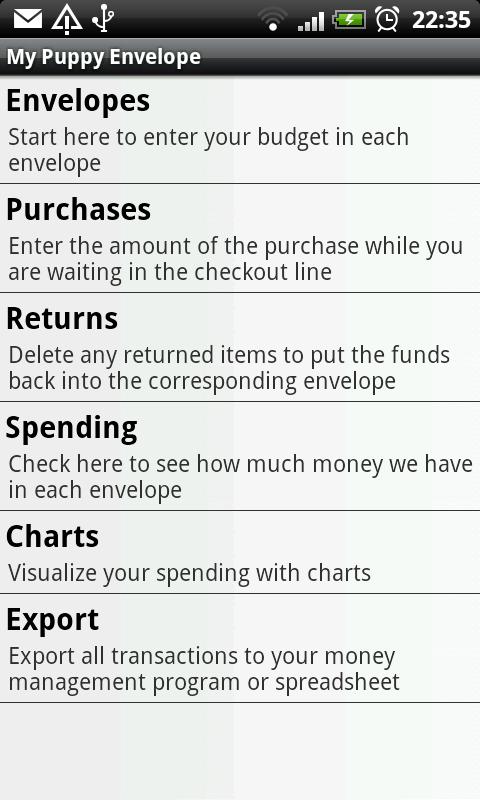Android application Spending on my dog screenshort