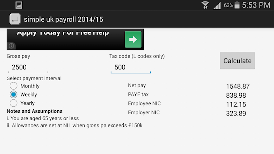 uk payroll calculator 2015/16 Screenshots 0