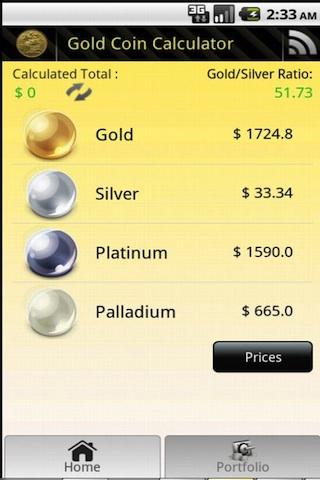 Gold Coin Price Calculator Screen 1