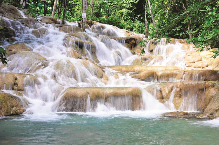 Dunn's River Falls, the top tourist attraction in Ocho Rios, Jamaica. 