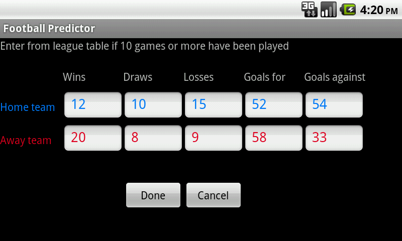 Football Predictor Screen 2