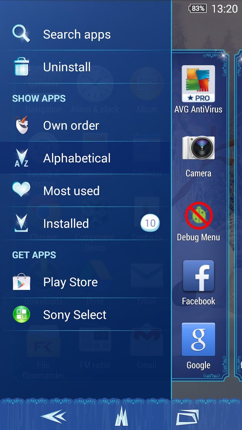 XPERIA™ DisneyFrozenOlaf Theme Screen 2