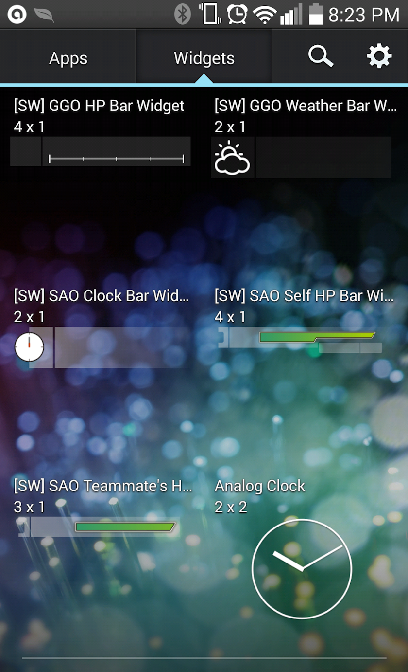 SAO Widget Screen 2