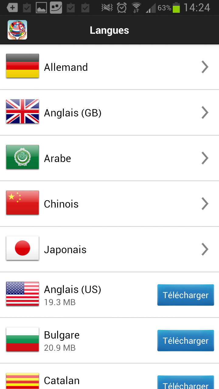 Android application Travel Interpreter Phrasebook screenshort