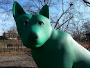 Green Dog Statue
