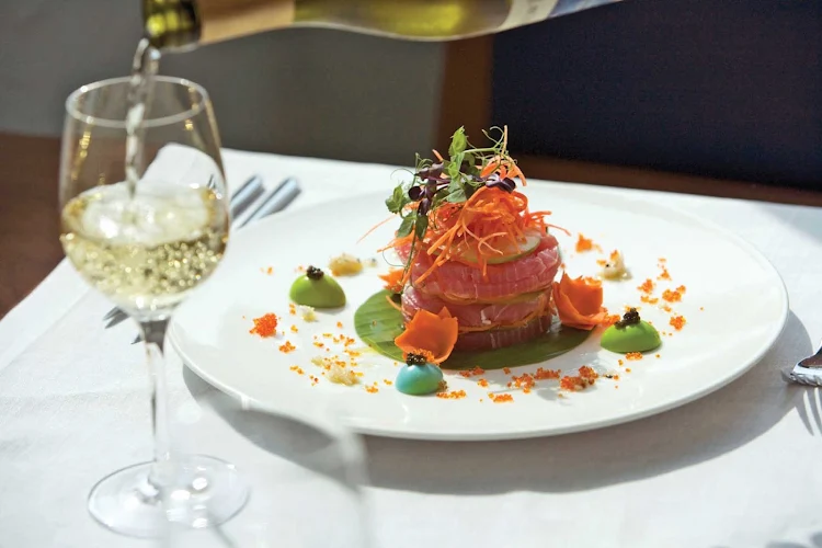 Cap off your gourmet dinner with a glass of sparkling wine, whether inside your suite or in a dining room on your Scenic Cruises sailing. 