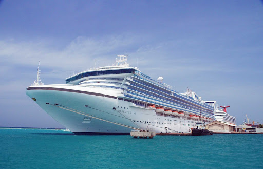 The Golden Princess docked in port in Aruba.