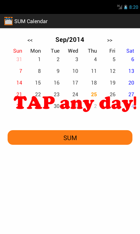 Android application SUM Calendar screenshort