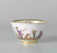 Kop, veelkleurig beschilderd met chinoiserieën en het wapen van de Venetiaanse familie Morosini