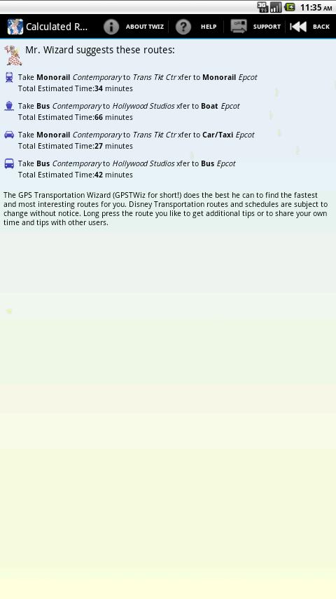 GPS TWiz:Transportation Wizard Screen 3