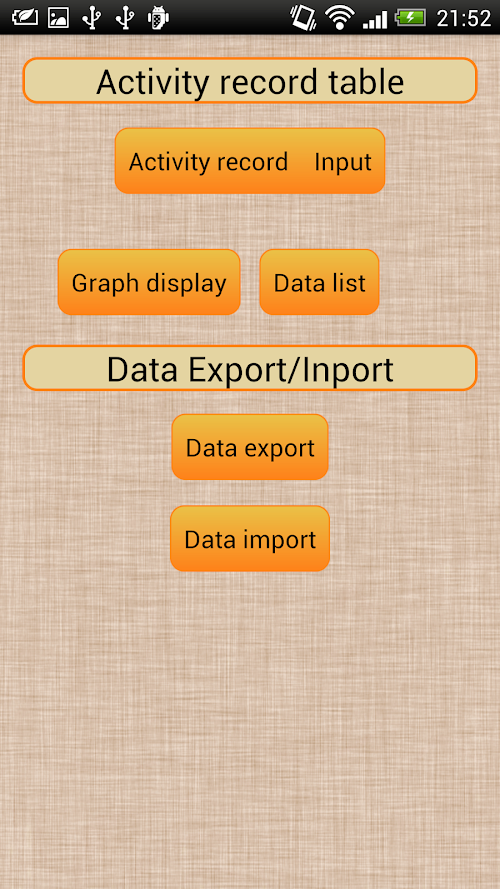 Android application Activity record table screenshort