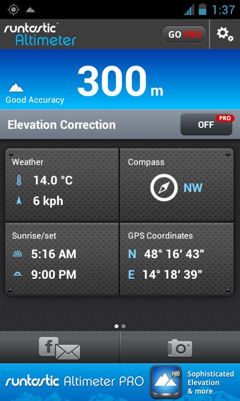 Android application Runtastic Altimeter &amp; Compass screenshort