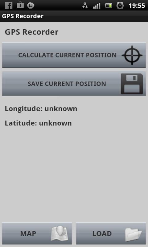 GPS Position Recorder Screen 1