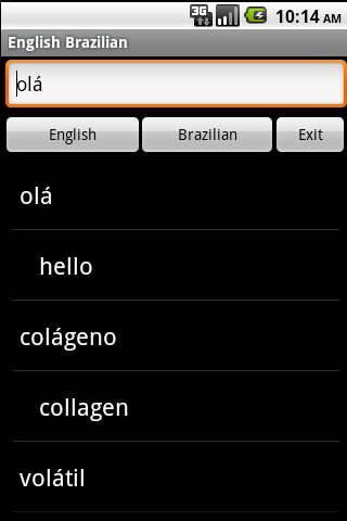 English Brazilian Dictionary Screen 2
