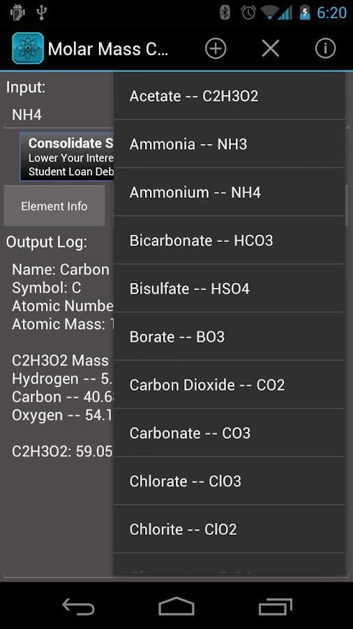 calculator table app periodic Google Android Mass Play Molar Apps on  Calculator