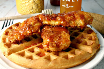 Fried Chicken and Waffles with Sriracha Honey