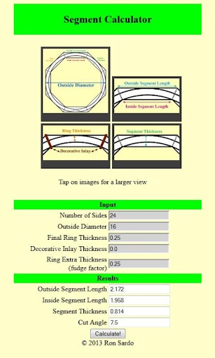 Woodturning Segment Calculator