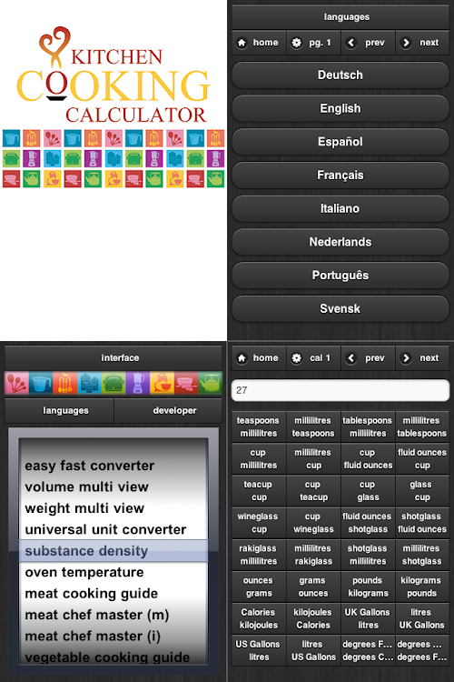 Android application Cooking Calculator screenshort