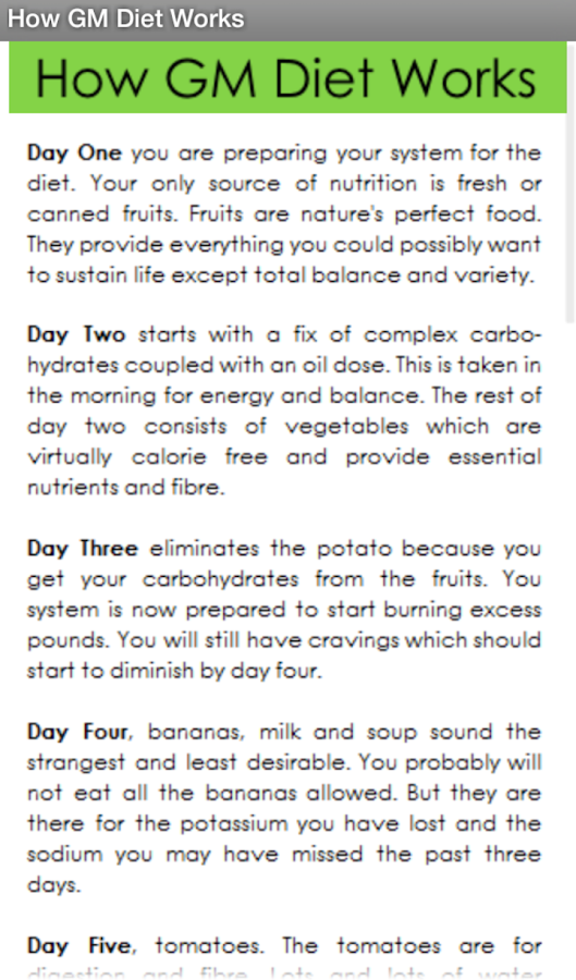 Gm Diet Indian Version Vegetarian Chart