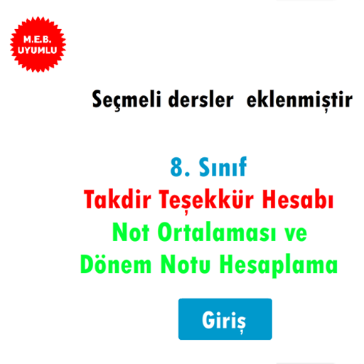 8.Sınıf Takdir Teşekkür Hesabı