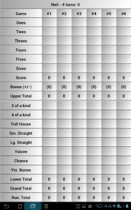Android application Yatzee Scorer screenshort