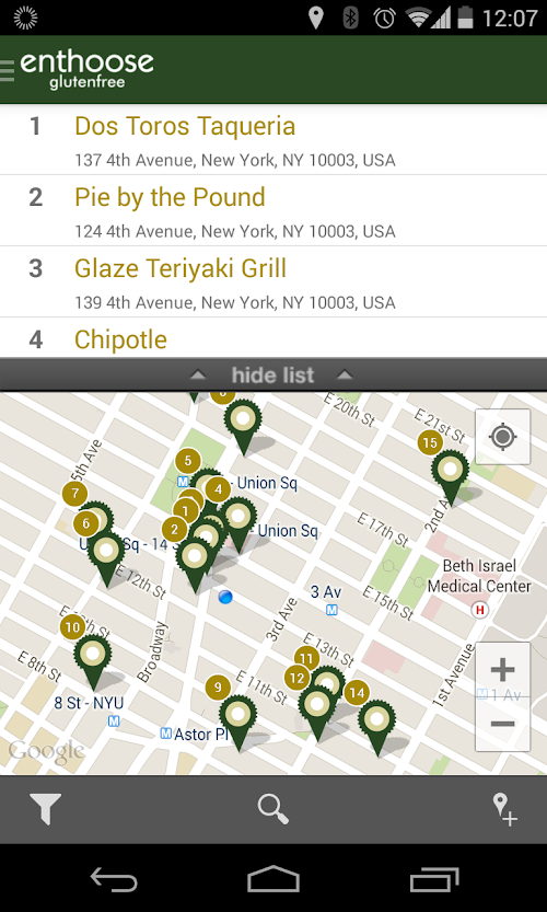 Android application Enthoose Gluten-free screenshort