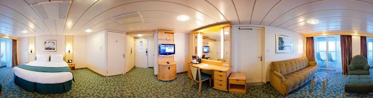 Liberty of the Seas' accessible suites have twin beds that can convert to a Royal King, wider doorways and turning space, roll-in showers and other modified amenities.