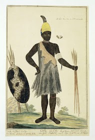 ‘Captain’ Coba (or Kobé), a chief of the Gqunukhwebe tribe, wearing the grenadiers helmet given him by Robert Jacob Gordon