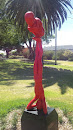 Red Headstand Sculpture