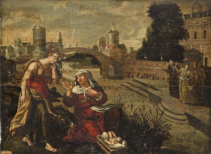 RIJKS: anonymous: Mozes in het biezen mandje 1599