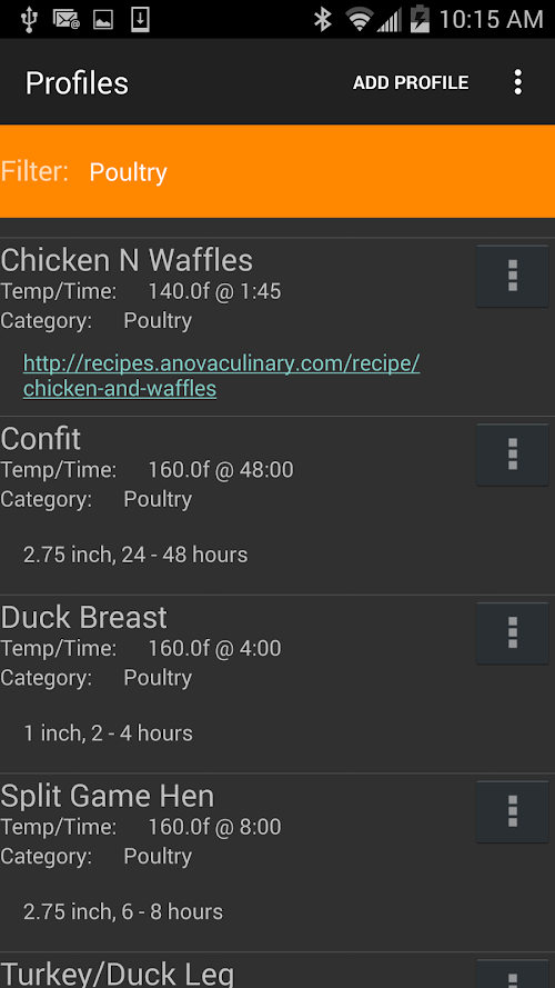Android application Anova Sous Vide screenshort