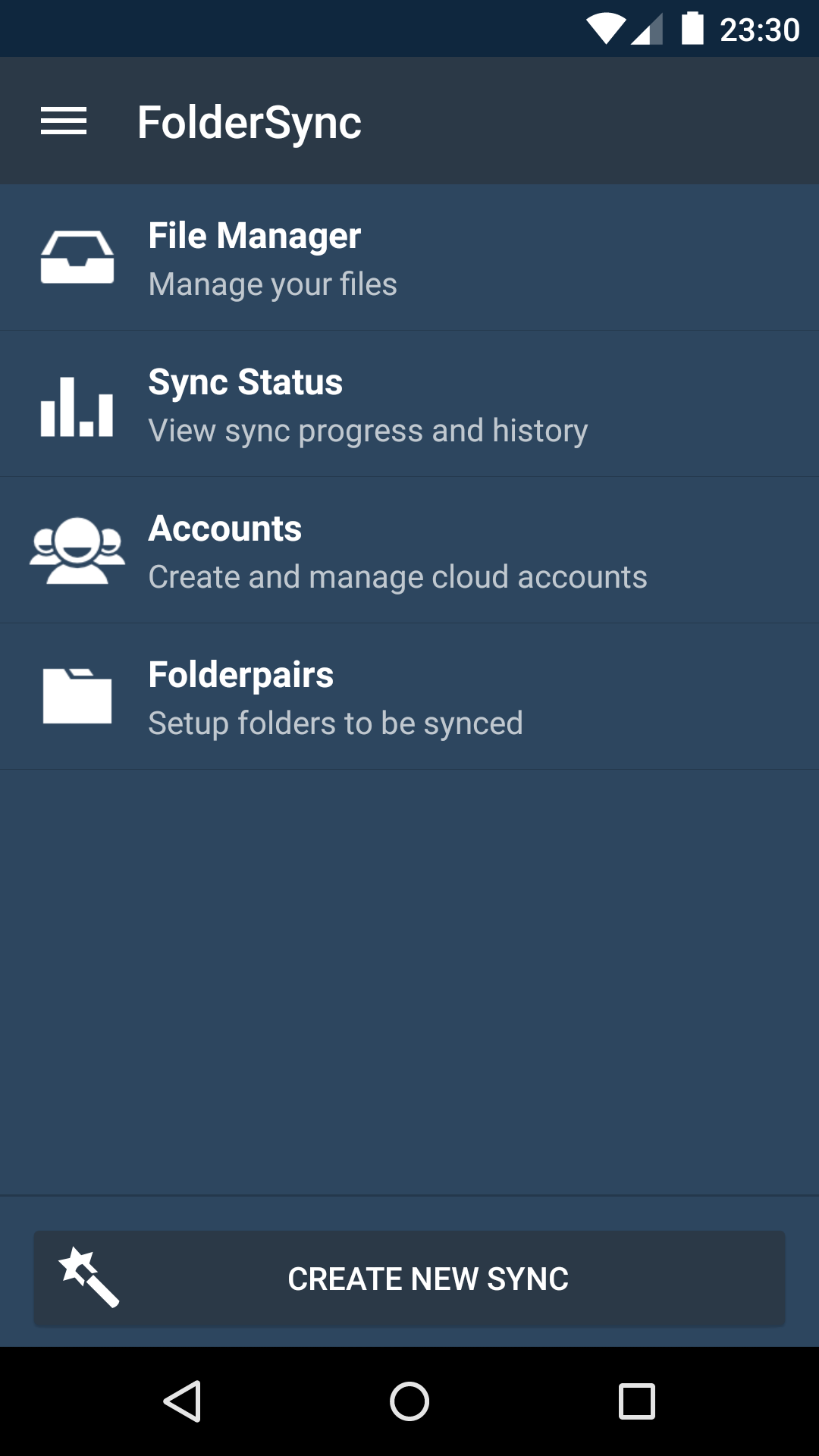 Android application FolderSync screenshort