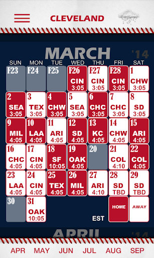 Baseball Pocket Sked - Indians