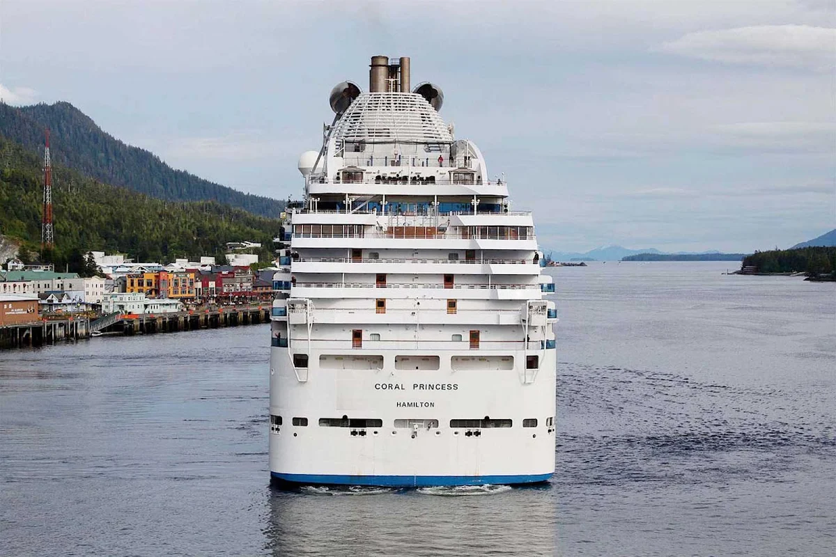 Coral-Princess-Ketchikan-Alaska - Coral Princess pulls away from the pier in Ketchikan, Alaska. 