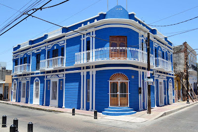 Blue house in Mazatlan, Mexico.