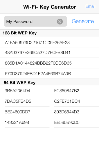 iWep Generator WiFi Passwords