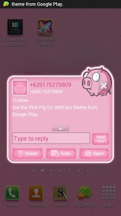 Pink Pig Go SMS Pro Theme - screenshot thumbnail