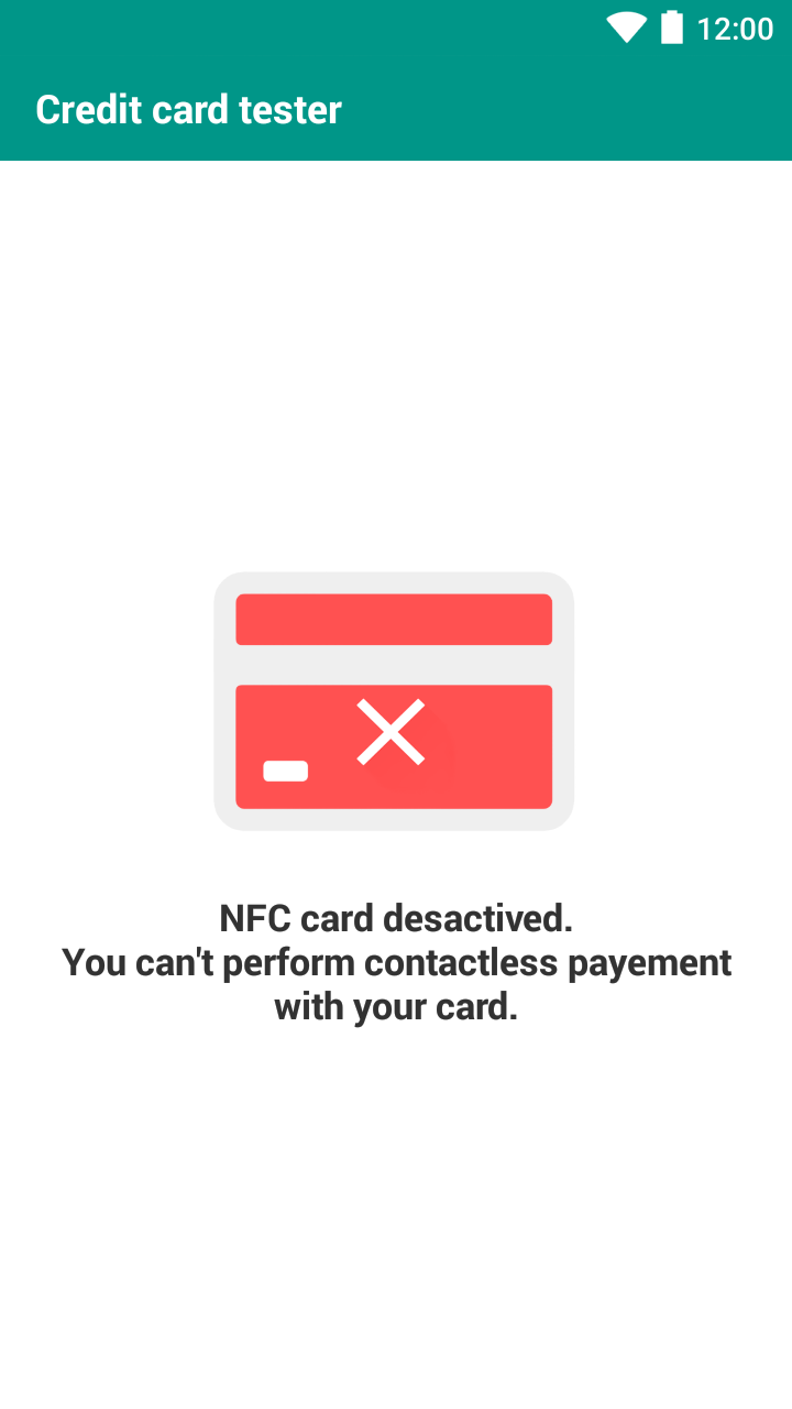 NFC credit card tester Screen 3