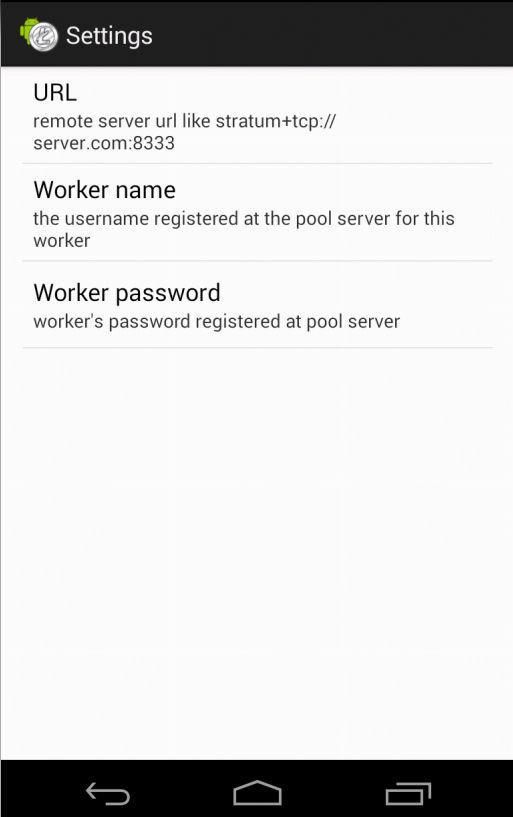 AndroMine Screen 2